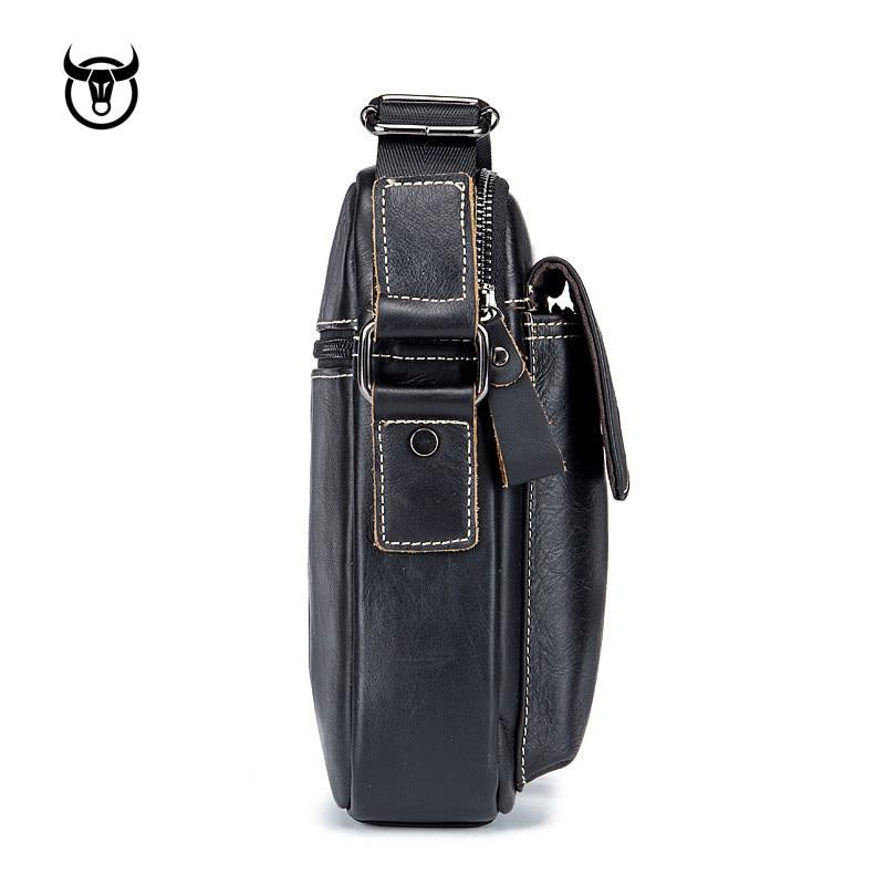 BULLCAPTAIN Genuine Leather Men's Crossbody Shoulder Bag Vintage Cowhide Messenger Bag for Male Small Casual Handbag