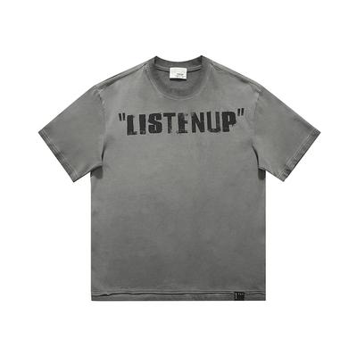 Letter Printing Old Short Sleeve T-shirt for Men and Women Vintage Style Comfortable Fit All-Match T-shirts