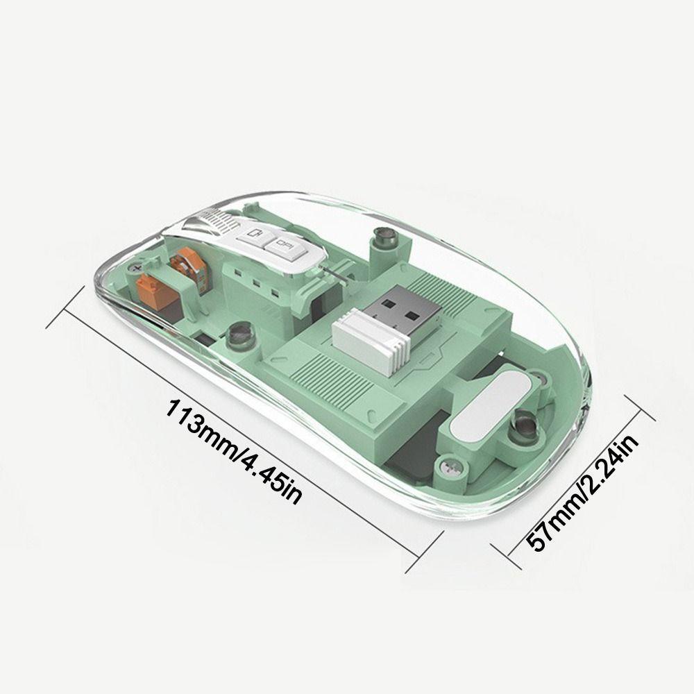 3 Modes Wireless Mouse 2.4GHz/Bluetooth 5.0" Rechargeable Mouse Sleek Transparent Mouse PC