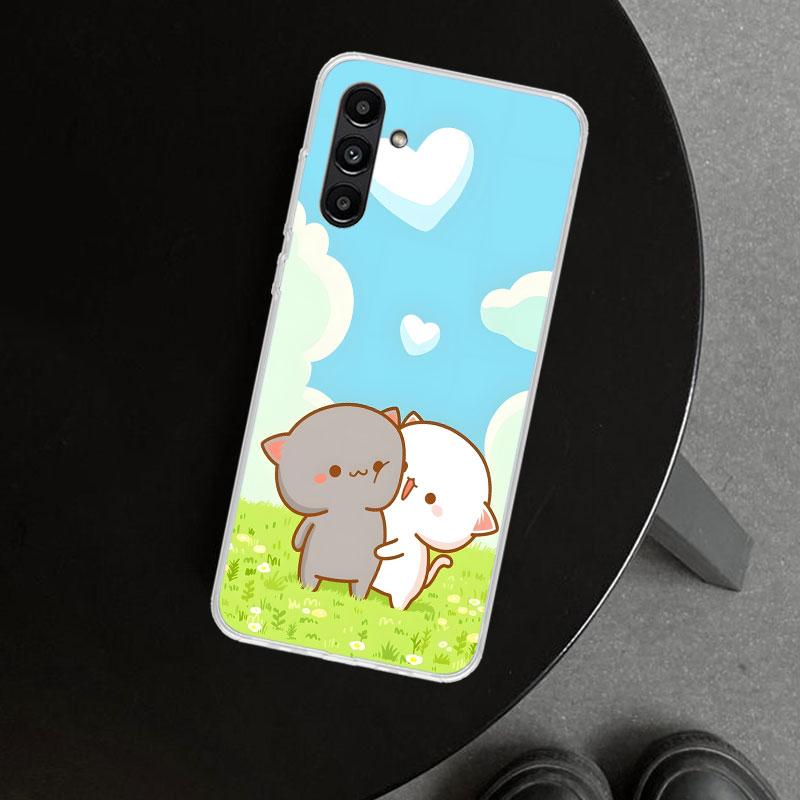 Cute Peach Goma Cat Phone Case Cover for Samsung Galaxy A17 A16 A26 A36 A56 A57 A37 A15 A25 A35 A55 A14 A24 A34 A54 A13 A23 A33