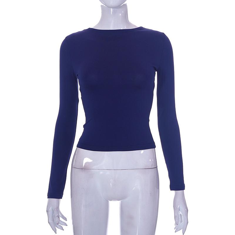 GMXIA Women's Autumn Solid Color Reversible Two-wear Small Top Woman