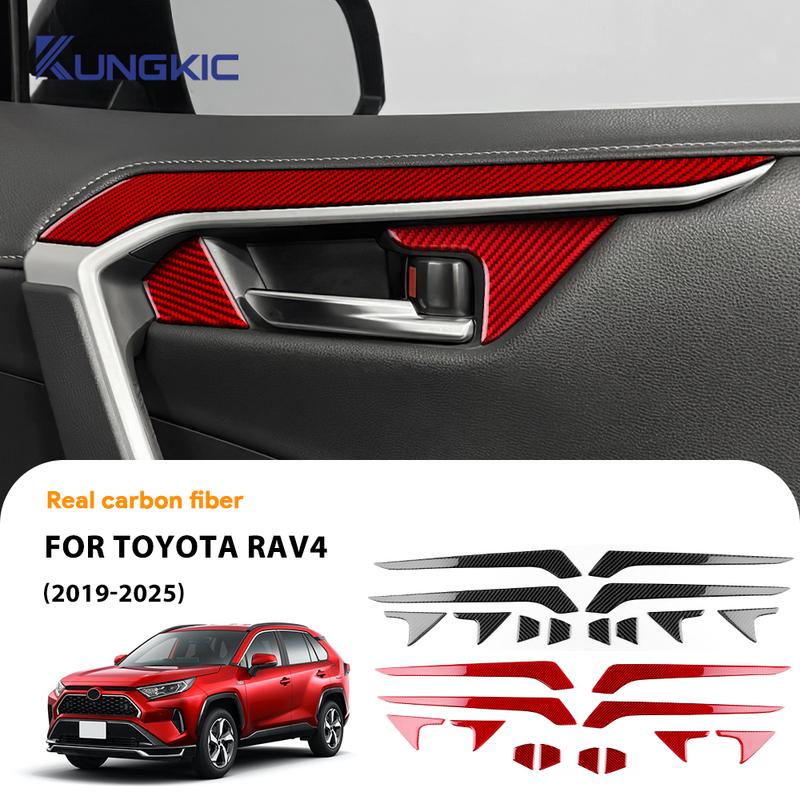 Real Soft Carbon Fiber For Toyota RAV4 XA50      2024 2025 LHD RHD Car Inner Door Handle Trim Panel Sticker
