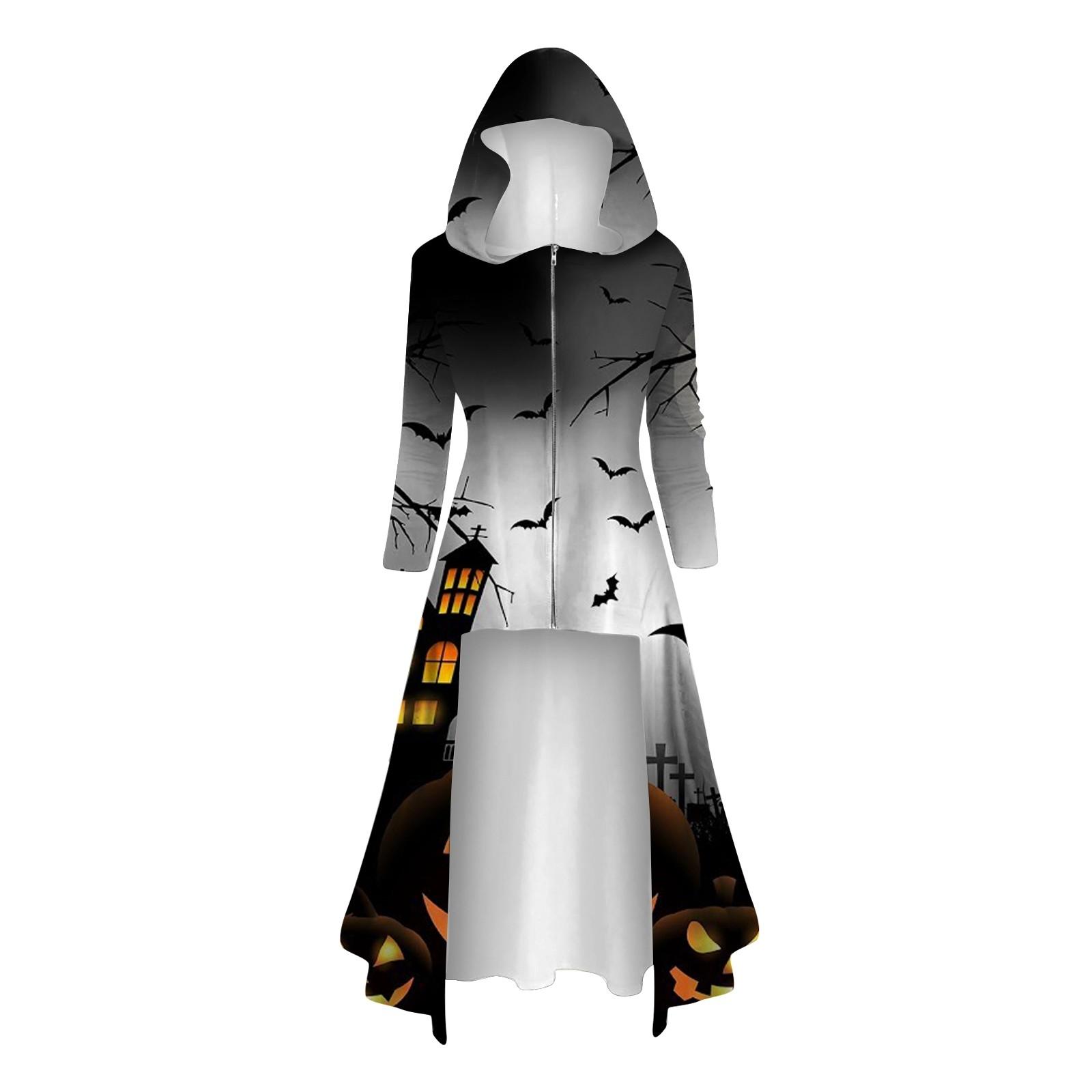 Модные женские топы на Хэллоуин с длинными рукавами и длинными капюшонами — фото 8