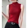 Hochgeschlossenes Camisole Tanktop Gestrickte Basisschicht Frühling - Sommer Modisch Charmant Rot Kurz - Stil Slim - Fit Ärmelloses Top
