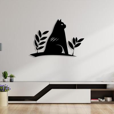 Minimalistische Metall-Katzen-Wandkunst Blattdesign Heimdeko für Katzenliebhaber