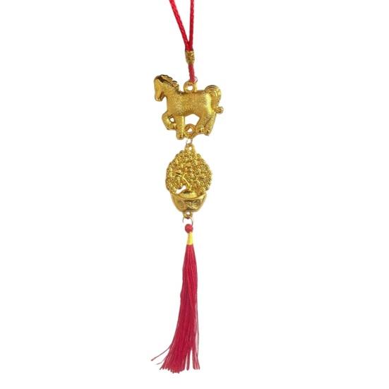 Chinese New Year Decorations 2026 Year of Horse Lucky Feng Shui Charm Zodiac Horse Hanging Tassel Pendant for Fortune Wealth Success Home Car Bonsai