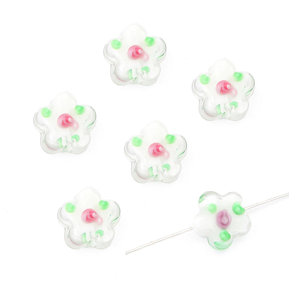 

2 шт./пакет, 14 мм, стеклянные бусины ручной работы в форме лэмпворка, бусины в форме цветка, подвеска для ожерелья, браслета, серьги, аксессуары для изготовления ювелирных изделий своими руками белый