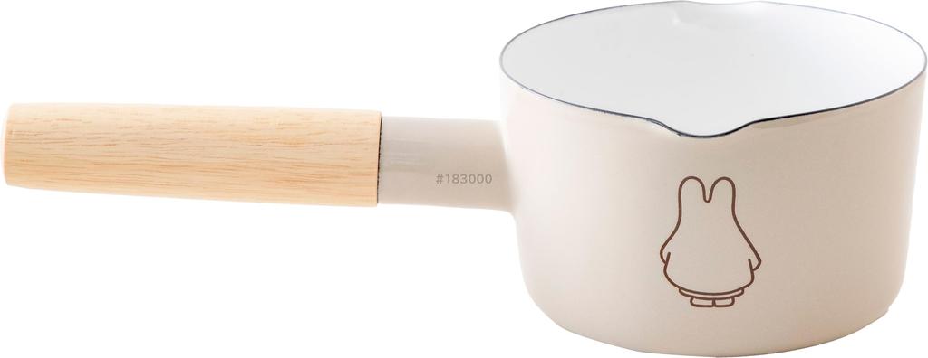 Fuji Enamel Miffy Pastel Milk Pan, 12cm, Induction Cookware Compatible, Greige, Ghost Miffy Enamel