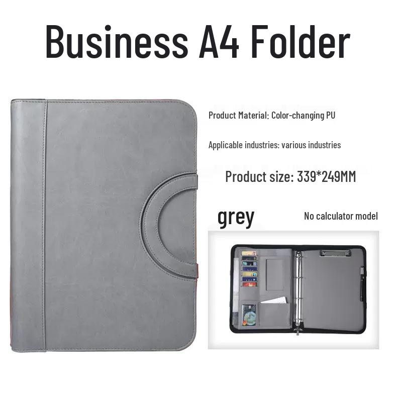 Multifunctional A4 Leather Zippered Business Folder