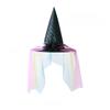 Foldable Flower Wizard Cap Rose Feather Halloween Cap Funny Halloween Witch Hat  Women