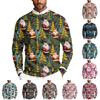 Men's Christmas Printed Crewneck Long Sleeve Ribbed Knit Pullover Sweater | Relaxed Fit Casual Business Knitwear For Holiday Parties & Daily Wear