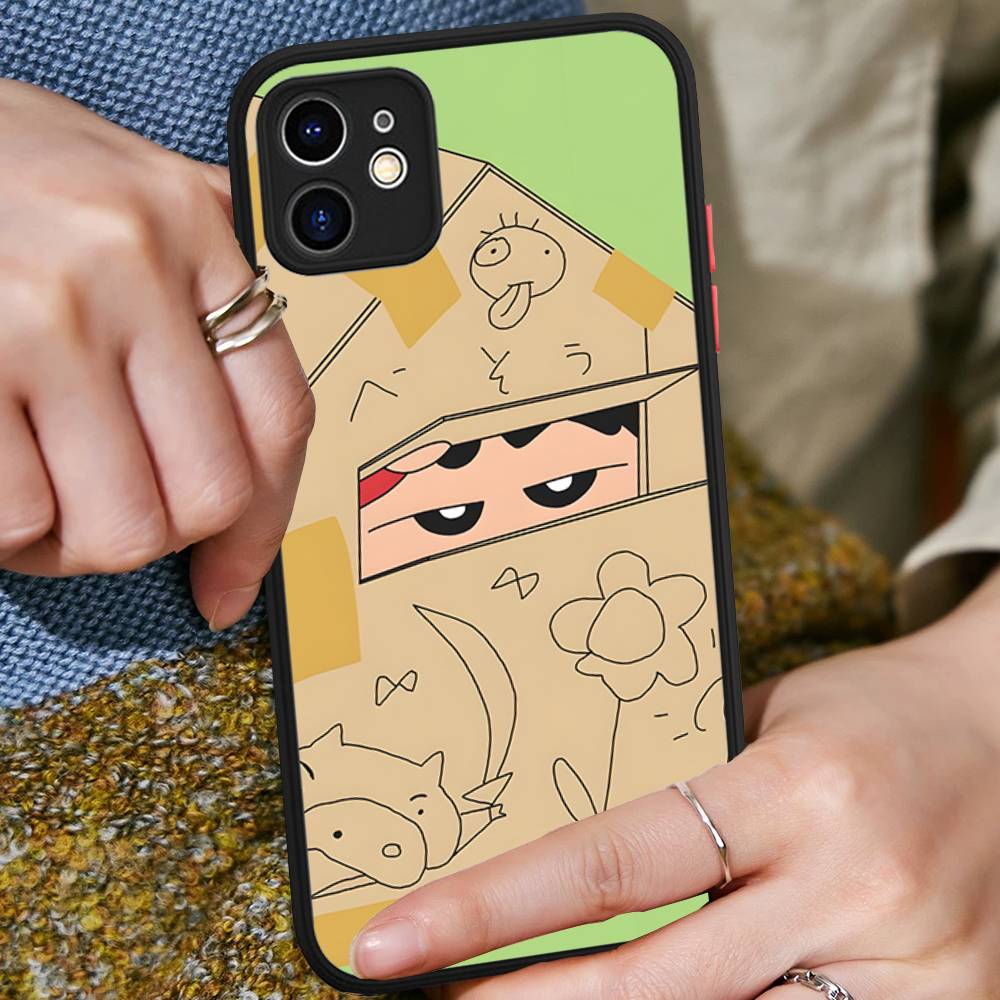 Anime Crayon Shin-Chan Matte Transparent Phone Cover For IPhone Case 16 15 14 13 12 11 Pro Max X XS Max Plus