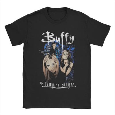 Buffys The Vampire Slayers T-Shirts for Men  Vintage Cotton Tee Shirt Crewneck Short Sleeve T Shirts Birthday Gift Tops