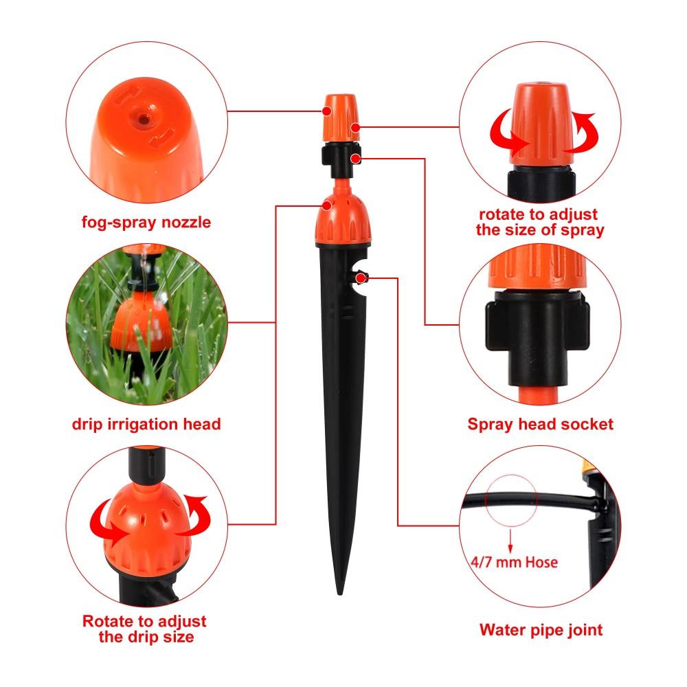 5/10/20Pcs 2-IN-1 Drip Misting Sprinkler Adjustable Atomized 1/4" Barb Nozzle Garden Greenhouse Flowerbed Bonsai Lawn Water Irrigation