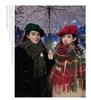 Korean Christmas Red Plaid Knitted Scarf for Women – Retro Tassel Neck Warmer
