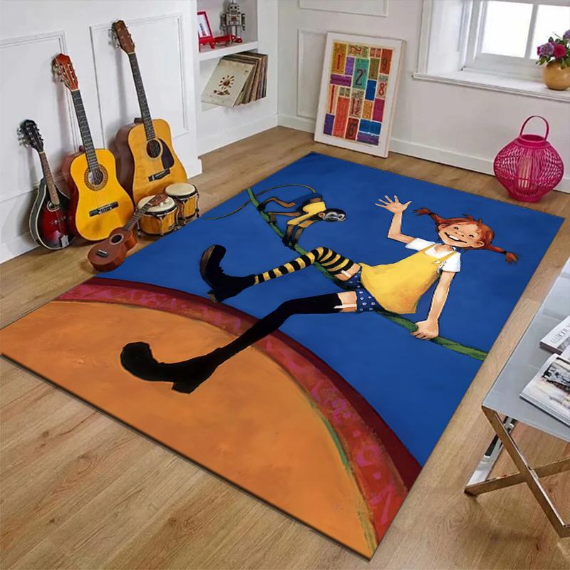 Pippi Langstrumpf Polyester Teppich, Weiche Indoor Matte für Bürostuhl, Wohnzimmer, Schreibtisch - Dekoratives Home Office Teppich Design