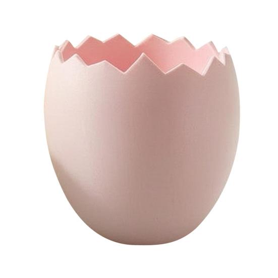 

3D Printed Cracked Egg Planter Creative Eggshell Shape Flowerpot Pen Holder Storage Ornament Macaron Colors for Home Decor Gift рожевий