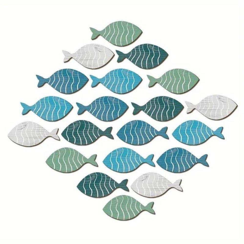 

20pcs/set Decorative Fish Wall Hangings Ornament Cartoon Ocean Fish Sculpture House Decors 20pcs/set