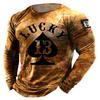 Retro Poker Lucky 13 Printing Men's T -shirts Spring and Autumn Casual Round Neck Minister Cuff T -shirt, Men's European Union S