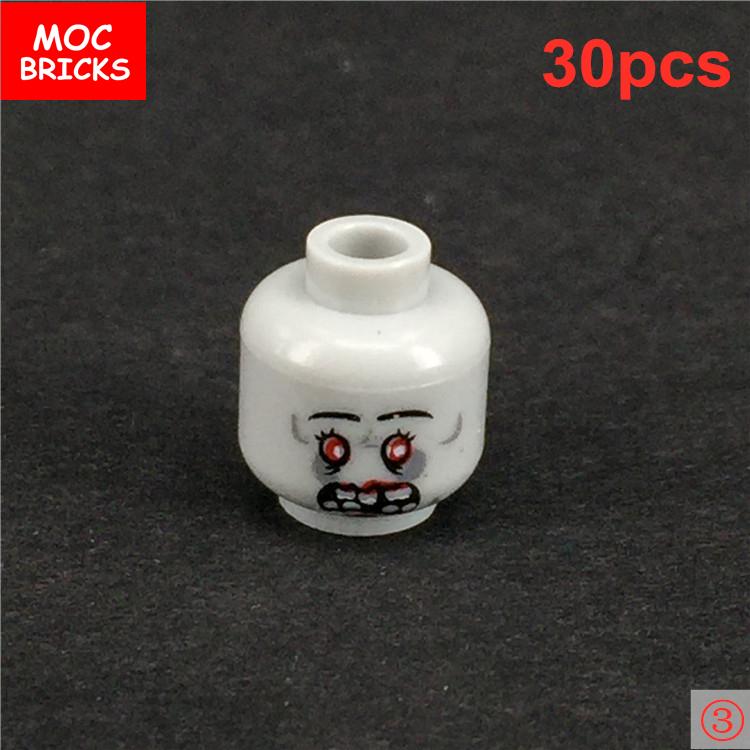 30pcs/lot MOC Bricks Zombie Face Head Expression Collection anime figure DIY compatible building blocks Educational Toys