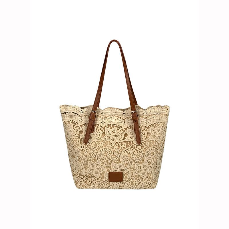Französische Spitze tragbare Umhängetasche pastorale Tragetasche Damen 2025 neue Nischenhandtasche mit großem Fassungsvermögen