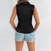 Women's Satin Sleeveless Shirt Button Cardigan Top