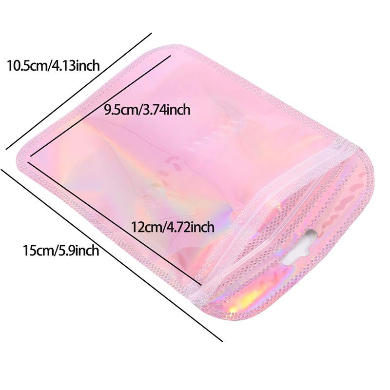 50pcs Thicken Ziplock Bags Resealable opp Bags Holographic Laser Color Plastic Pouch for Jewelry Display Packaging Storage Bag