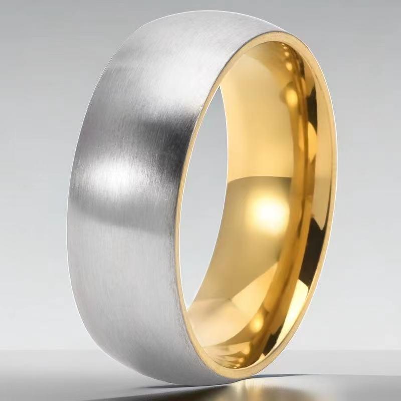 High-End Light Luxury Stainless Steel Ring for Women - Non-Fading, French Design with Titanium Finish.