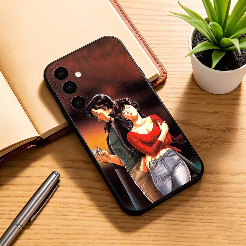 R-Retro City Hunter Comic Phone Case Black Silicone Soft For Samsung Galaxy A73,A72,A71,A70,A53,A52,A51