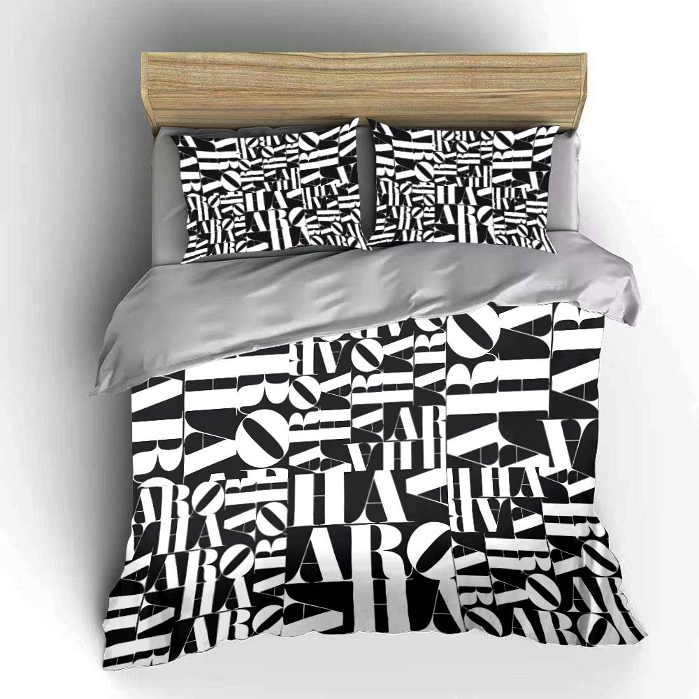 Bold Black and White Text Bedding Set Bedding set (1 duvet cover, 2 pillowcases, duvet not included)