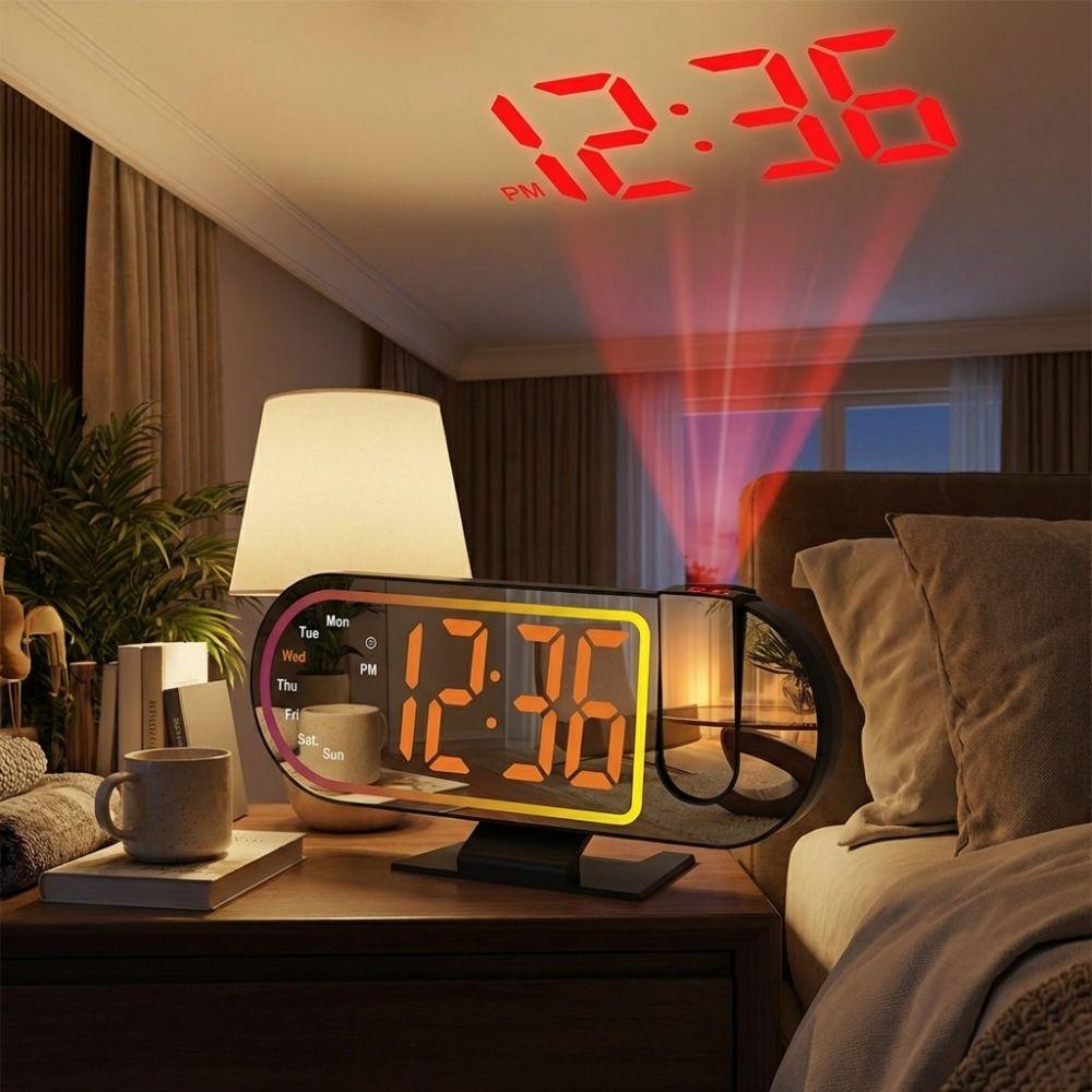 Large Screen Projection Alarm Clock Temperature Digital Alarm Clock LED Projection Clock Office