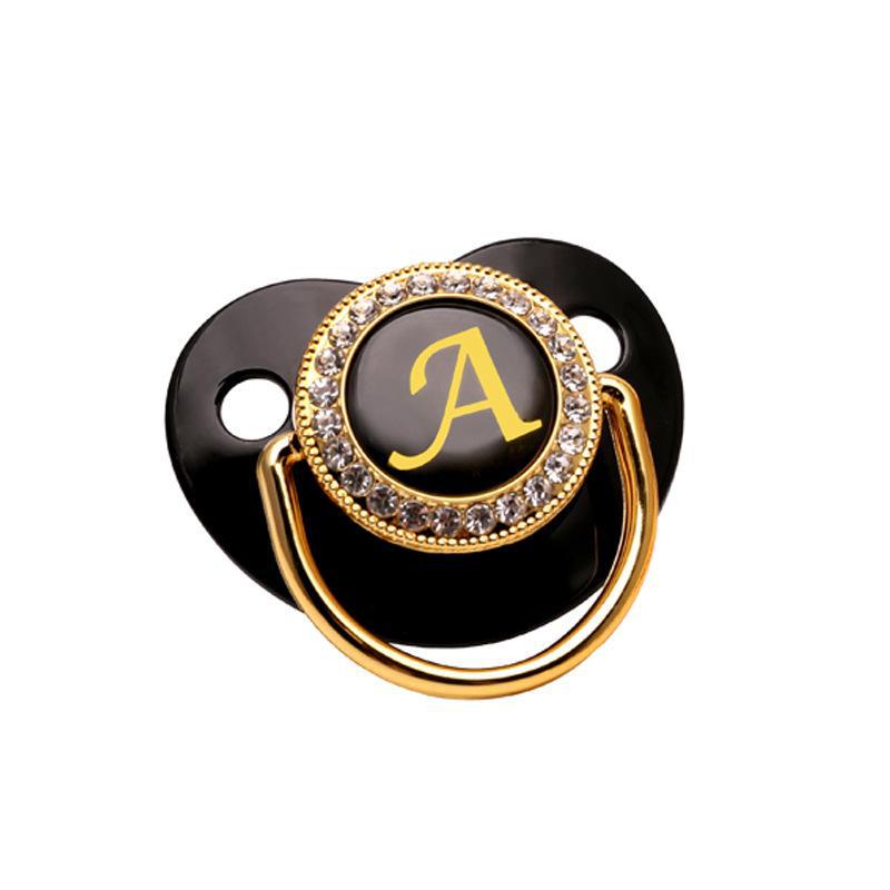 Cross-Border Baby Pacifier with 26 Black Diamond Letters