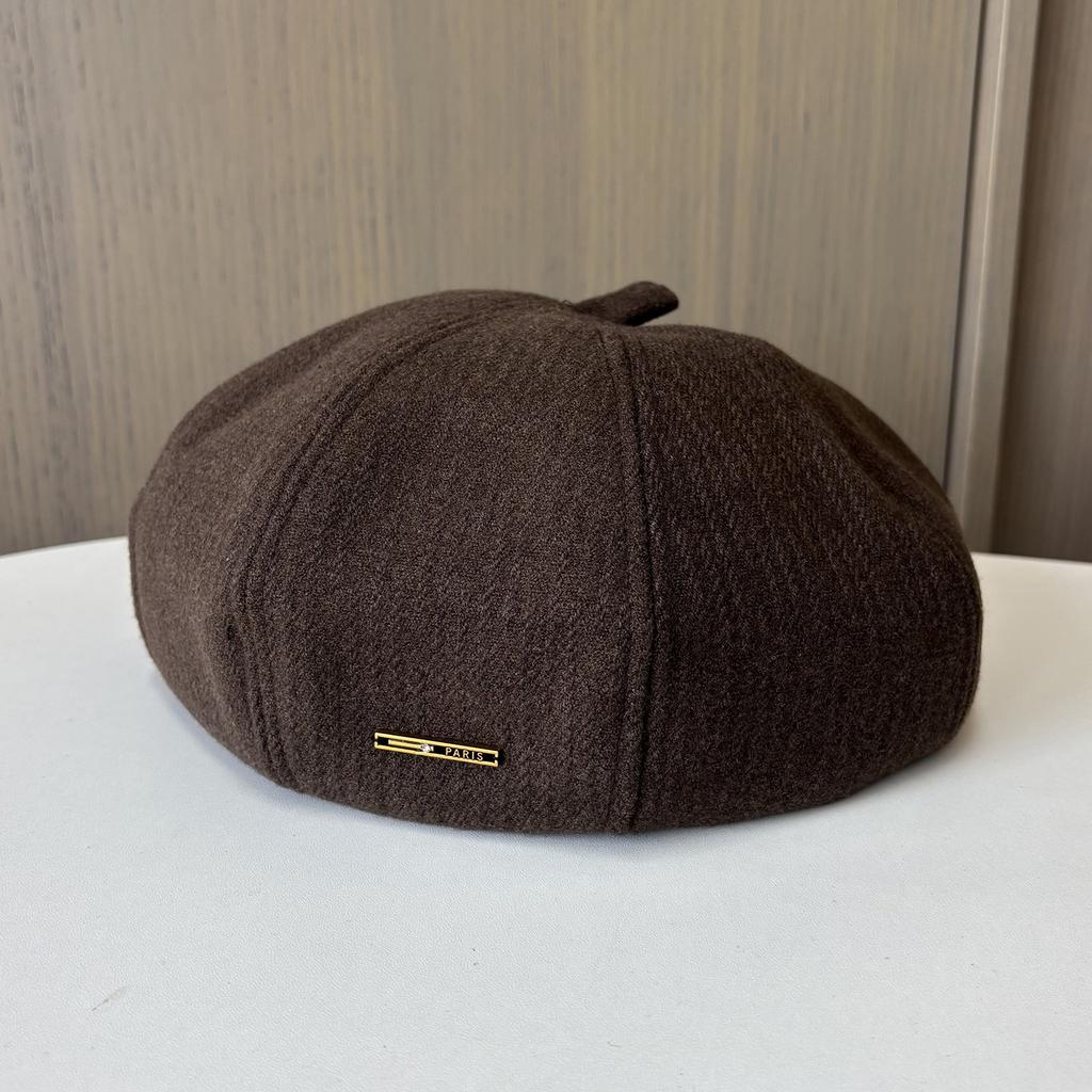 Female autumn and winter new woolen beret fashionable British style painter hat retro versatile face small bud hat