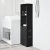 VidaXL Armoire de salle de bain étroite avec roulettes noir, armoire de salle de bain haute, rangement de salle de bain 855296