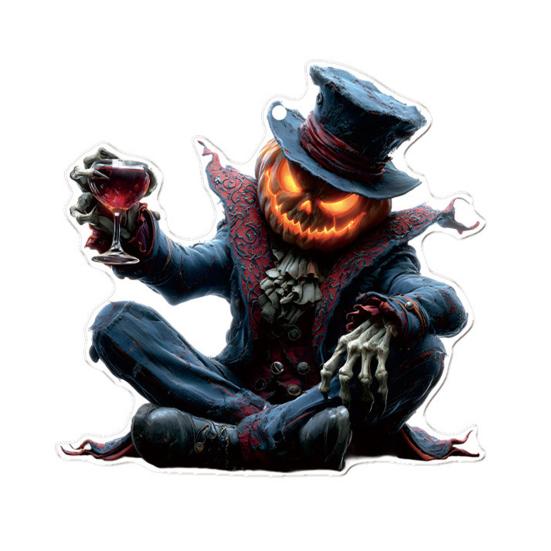 Car Mirror Hanging Accessories Spooky Pumpkin Man 2D Acrylic Rear View Mirror Pendant Flat Auto Interior Halloween Decoration for Car Backpack
