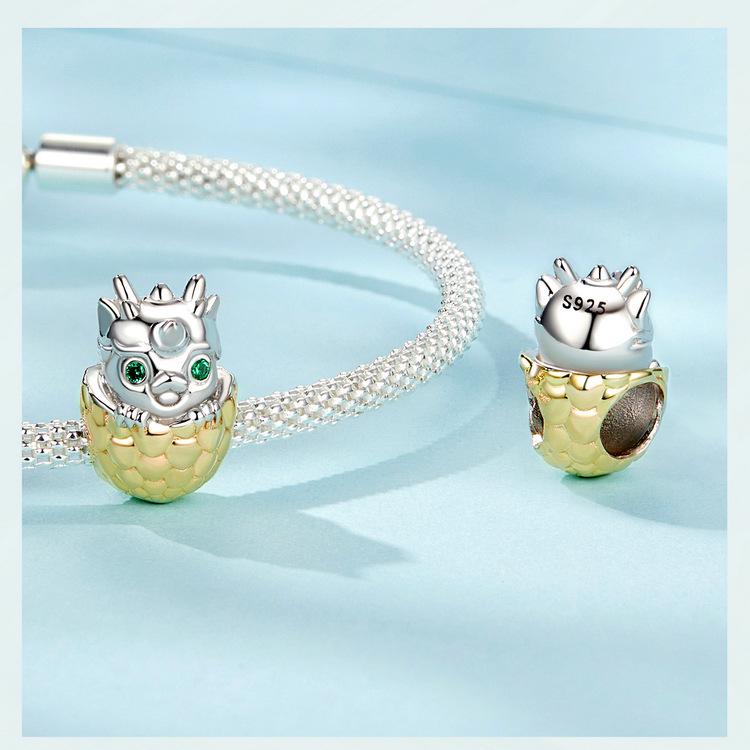 Silver Ziyun Dragon Egg DIY Beaded Bracelet, S925 Sterling Silver, New Year's National Trend Style.