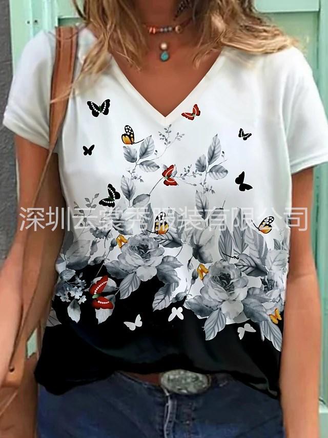 

Ретро Абстрактный Принт Разноцветная Футболка с Круглым Вырезом, Коротким Рукавом и Свободным Кроем Medium