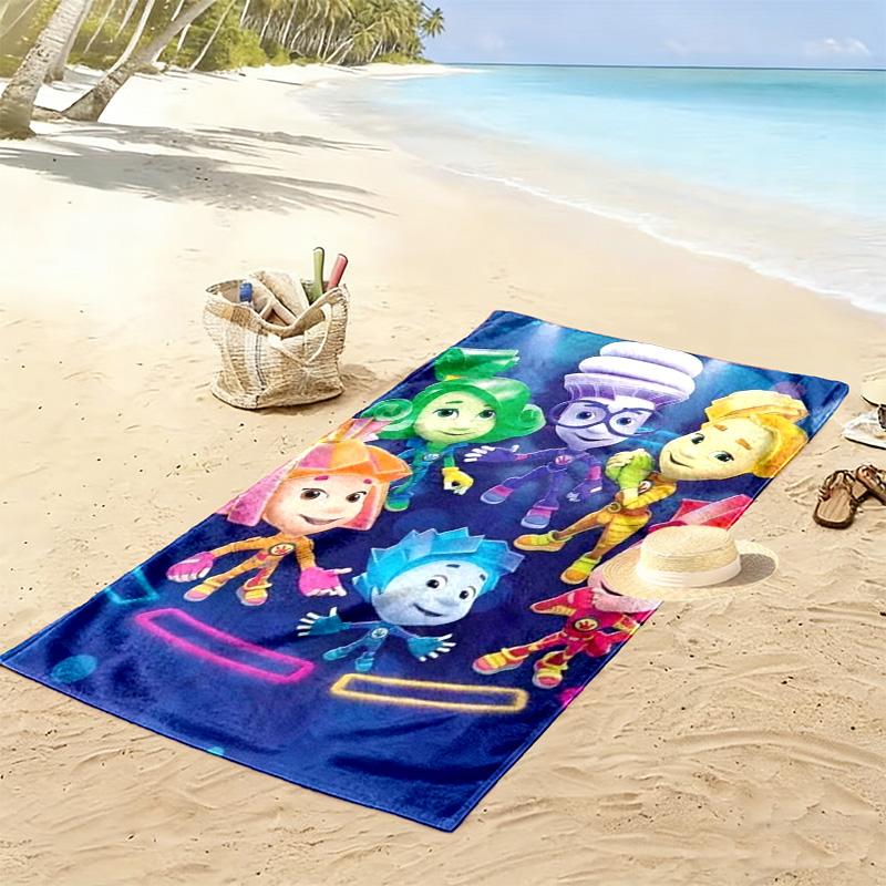 Telo Mare Fixies con Stampa Cartoni Animati, Asciugamano Grande Morbido Asciugatura Rapida per Spiaggia Campeggio Nuoto