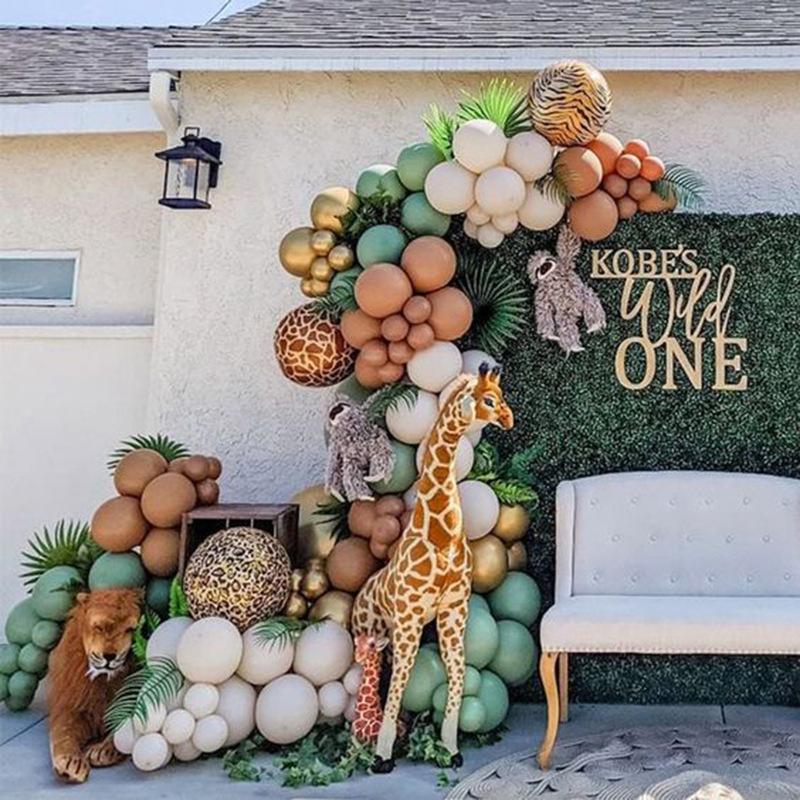 Jungle Animal Theme Leopard Pattern Balloon Forest Animal Retro Balloon Children's Birthday Party Set Decoration Supplies