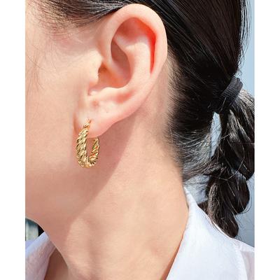 Orecchini a forma di croissant retrò da donna, con fibbia a spirale in vero oro placcato in rame alla moda, gioielli per le orecchie da pendolare 875