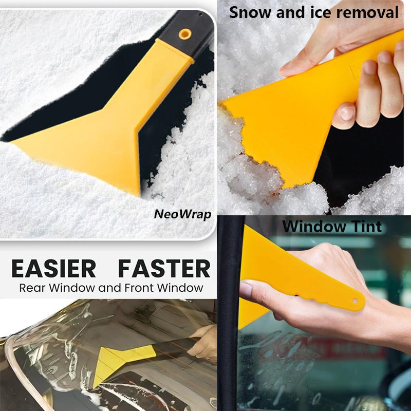 Car Windshield Snow Frost Ice Removal Shovel Scraper Cleaning Tool Triangle Window Tinting Squeegee with Non-Slip Long Handle