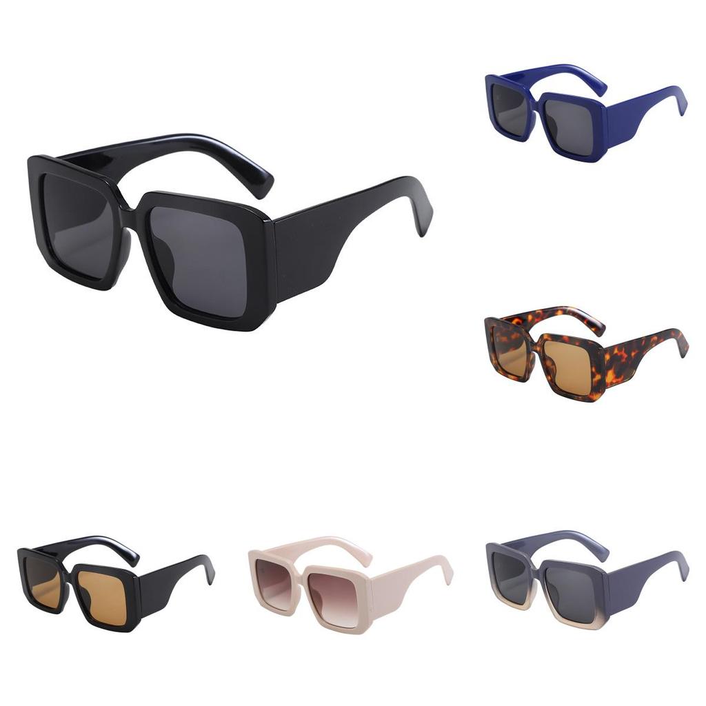Oversized Square Black Frame Sunglasses With Uv400 Protection For Outdoor Fashion And Driving