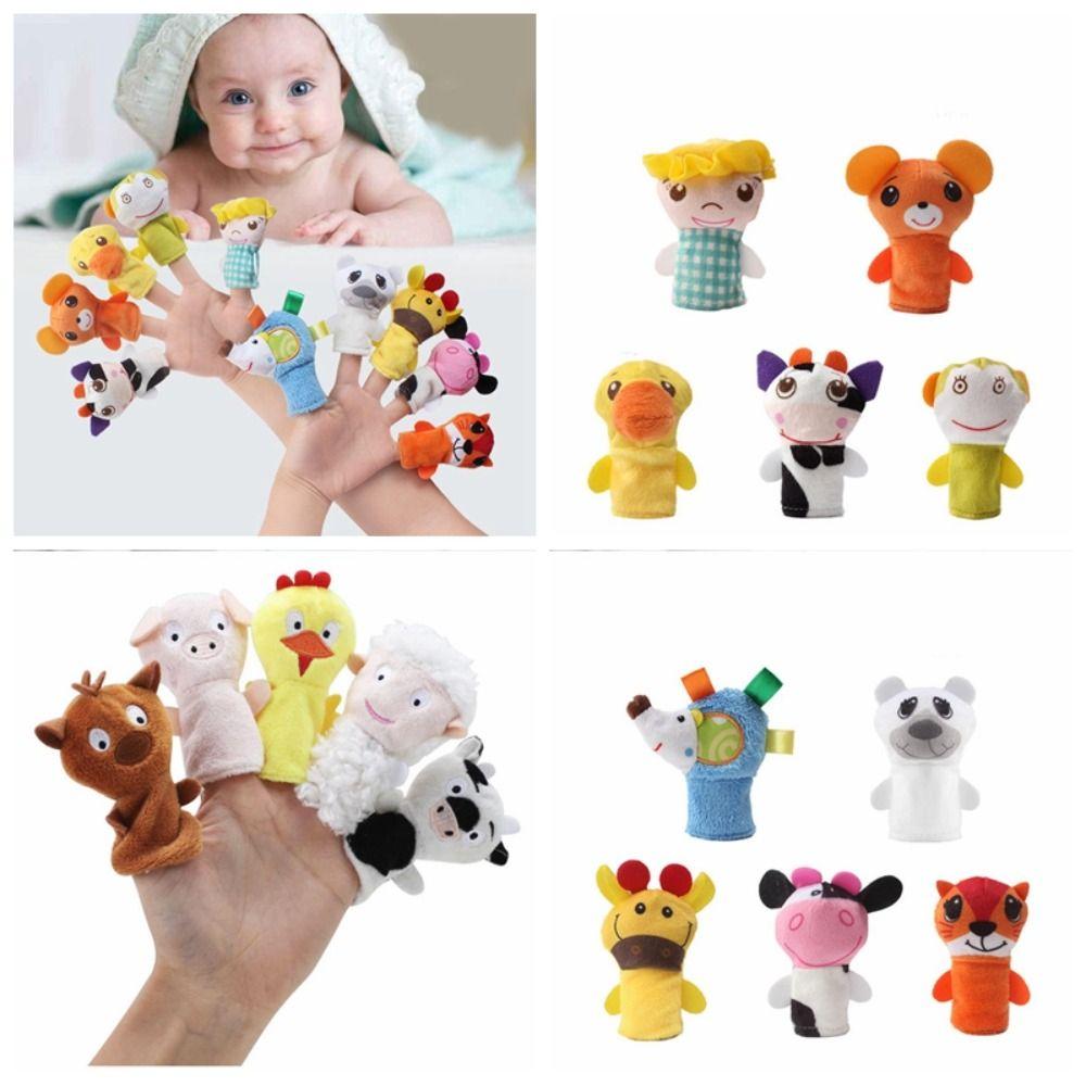 

5pcs Cartoon Animal Plush Finger Puppets Duck Hand Puppet Soft Doll Toy Cute Props