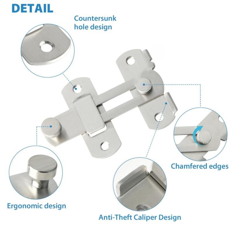 2Pcs Flip Gate Latches,Stainless Steel Sliding Barn Door Lock,Hardware Gate Latch for Fence Garage Garden Bathroom Pet Cage