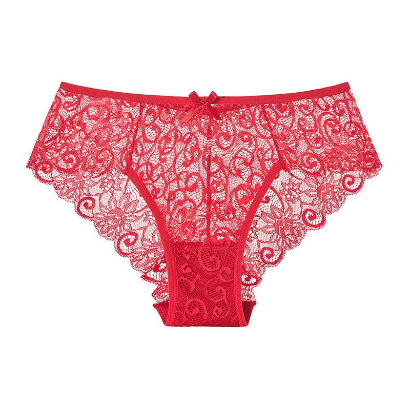 Naadloze kanten slipjes voor dames in grote maten - Sexy, transparant met katoenen kruisje
