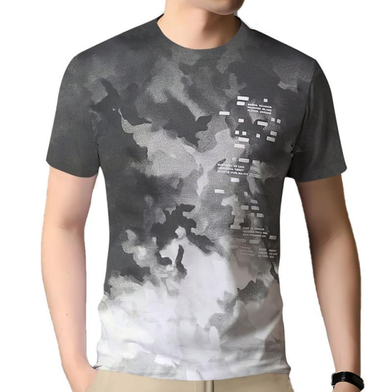 Men's T-Shirt 3d Tie Dye Print Tee Vintage O Neck Short Sleeve Casual Tops Streetwear Extra Large T-Shirt Fashion Men Clothing