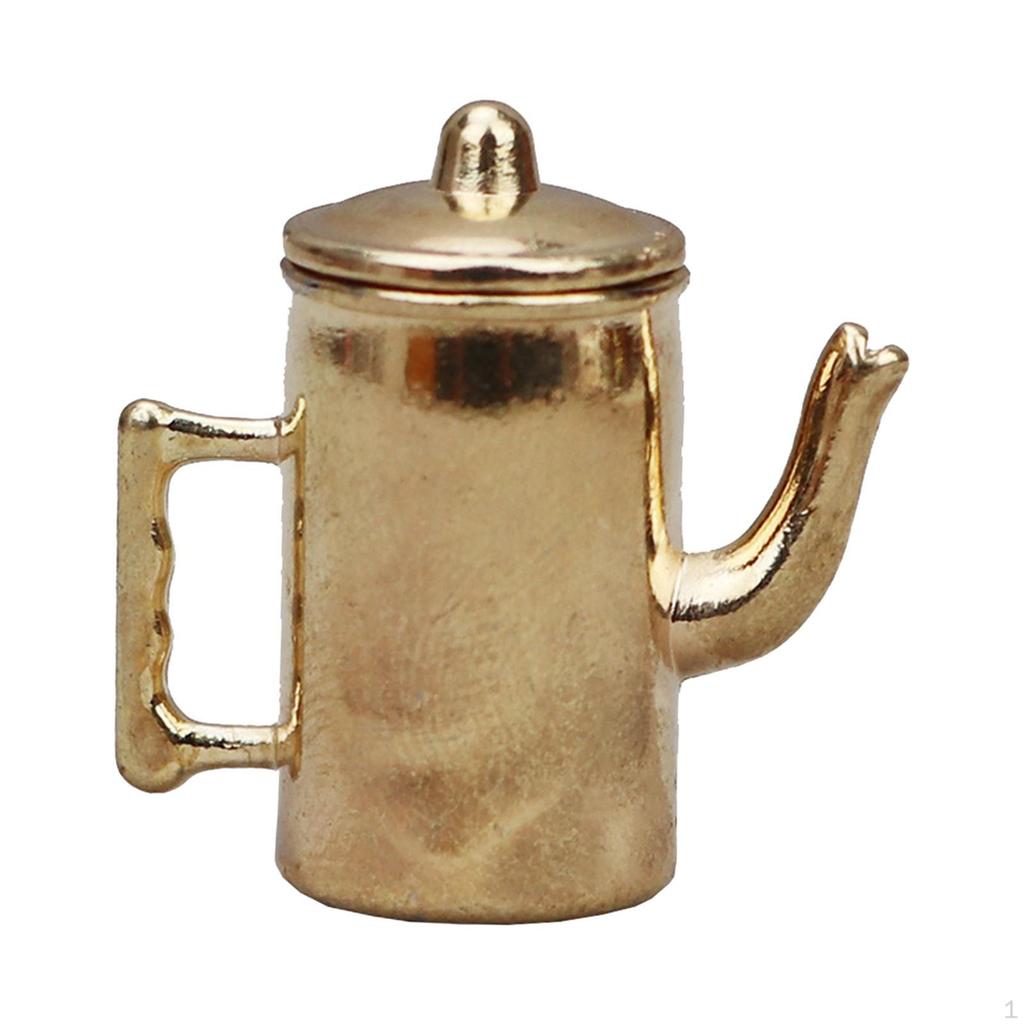 1/12 Dollhouse Mini Coffee Pot Kitchen Appliance Simulation Teapot Miniature Tea Kettle Model for