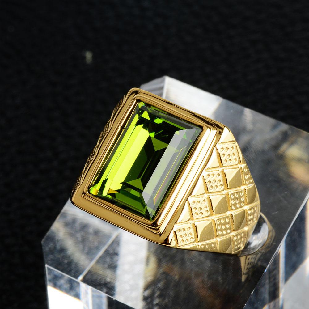 Keisha Lena Men Black Stone Signet Rings Stylish Rhombus Design Male Ring Gifts Jewelry