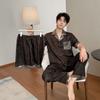 Men's pajamas men's ice silk loungewear long-sleeved trousers cardigan 1011 new high-end men's thin suit