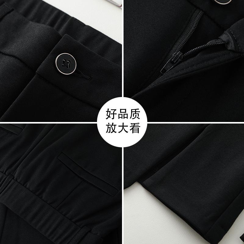 Front split-ended micro-pull pants casual suit pants women's spring summer 1116 high-waisted thin small nine-point flared pants